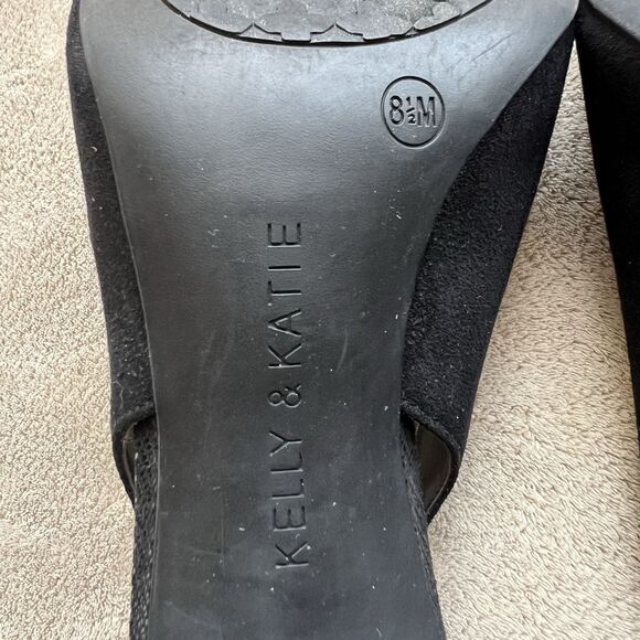 Kelly & Katie Zonya Black Faux Suede Textile Heels Pumps Women US 8.5 EU 39 Bow - Picture 13 of 16